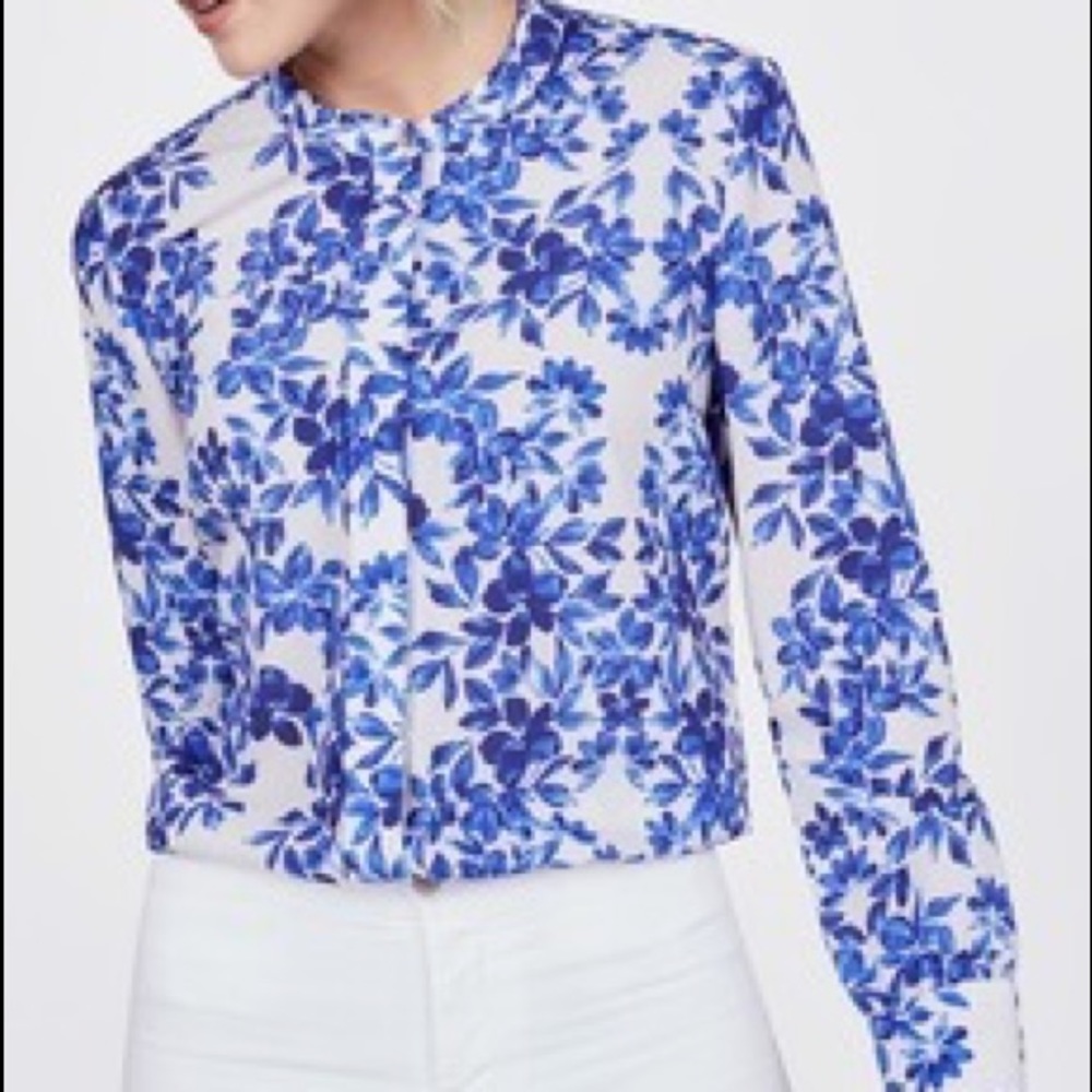 Le Tote x Olivia Button Up Flowered Blouse